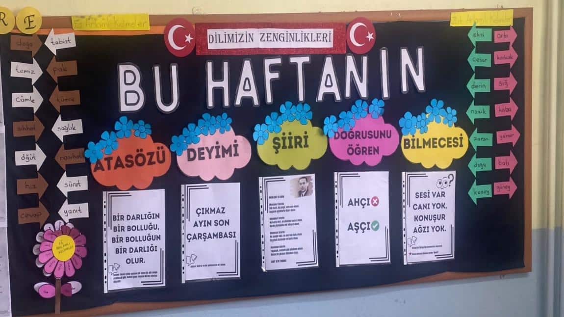 DİLİMİZİN ZENGİNLİKLERİ PROJESİ PANOSU; 2. HAFTA OLUŞTURULDU.